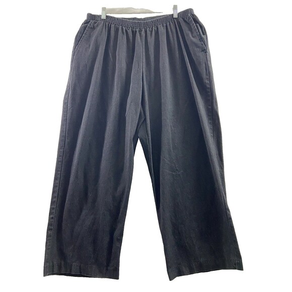 Alfred Dunner Womens Pants 22w Black Denim Pull On Cropped Ankle Slash Pockets - Picture 2 of 7